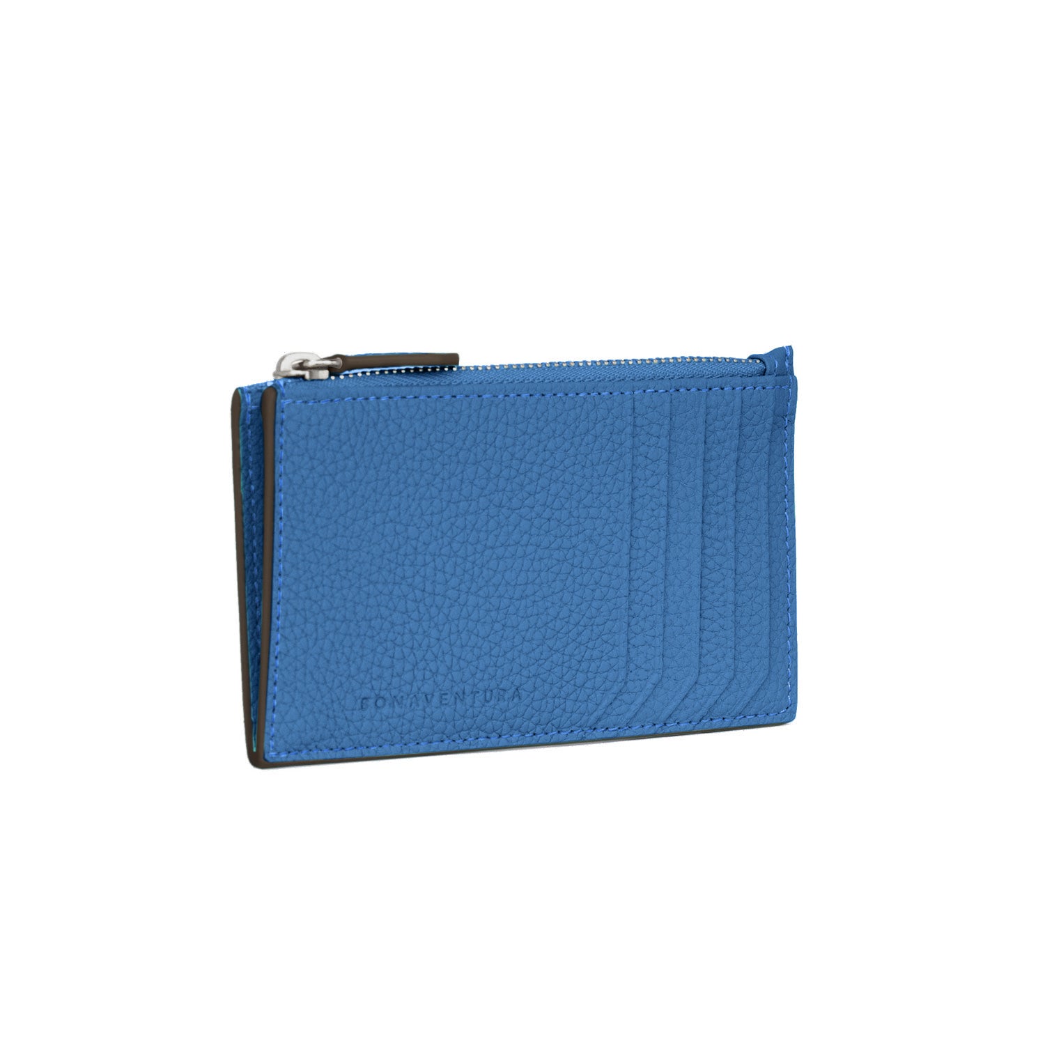 SAVOIA × BONAVENTURA Mini Zip Wallet Shrink Leather (Savoia Blue × Black)