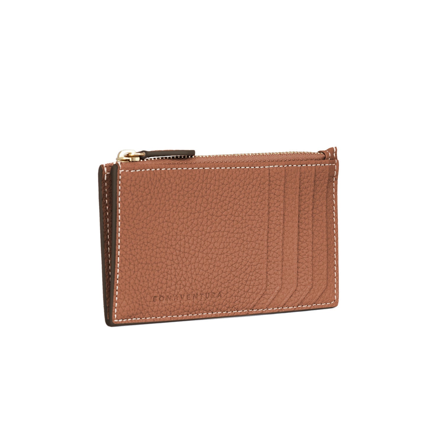 Mini Zip Wallet Shrink Leather (Camel)