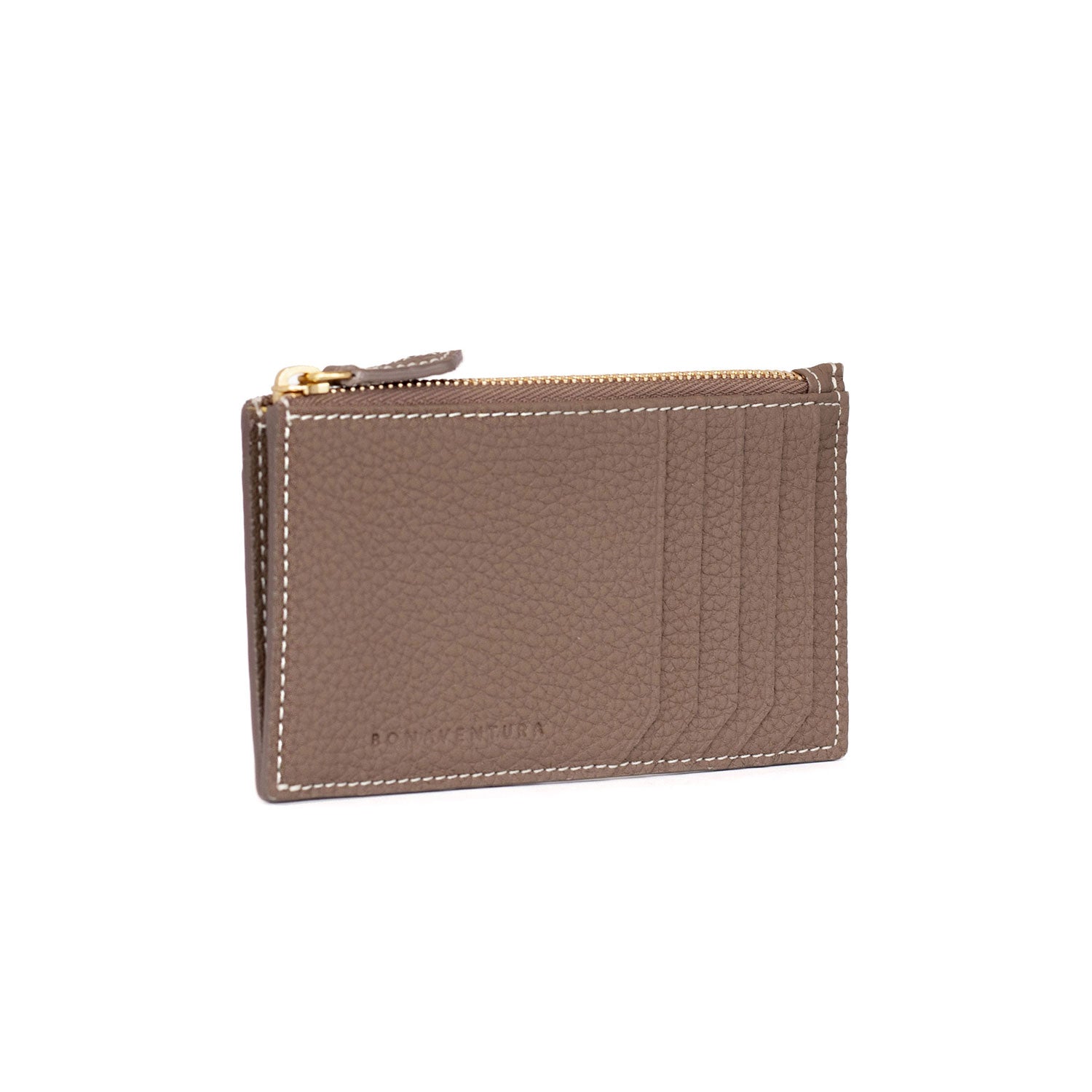 Mini Zip Wallet Shrink Leather (Etoupe × Yellow)