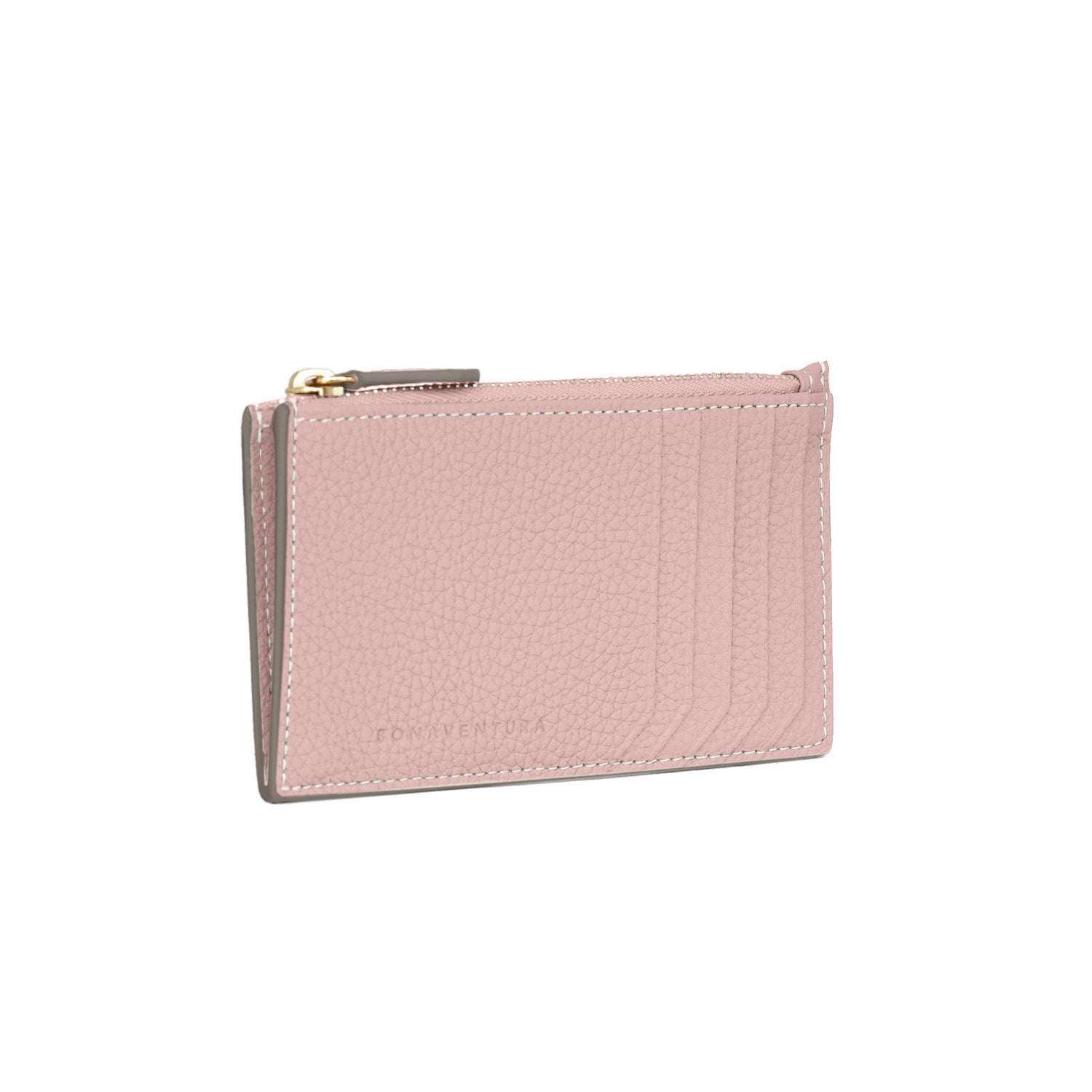 Mini Zip Wallet Shrink Leather (Sakura Pink × Greige (Etoupe edge paint))