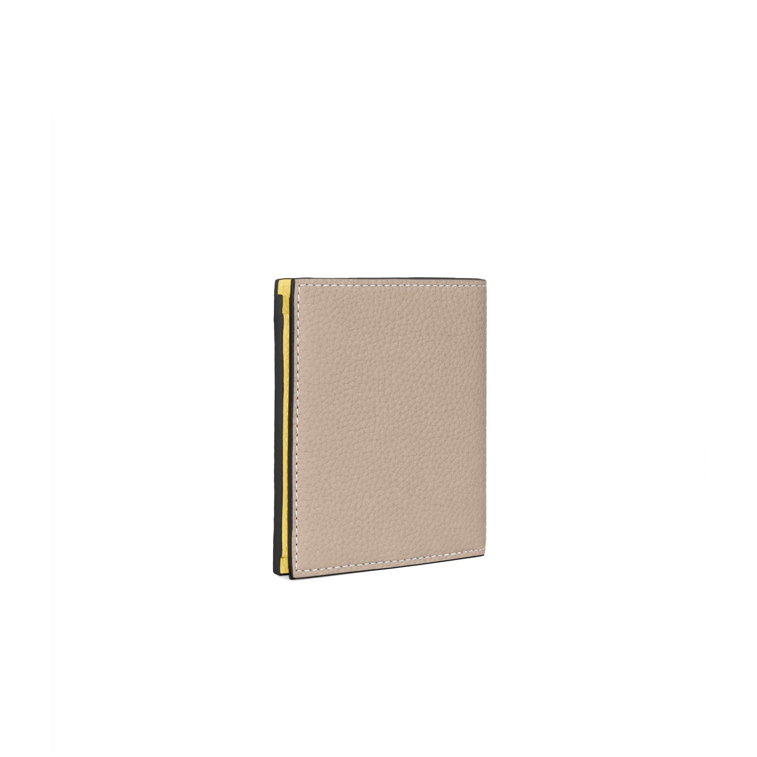 Bi-fold Wallet Bottalato Leather (Greige × Yellow)