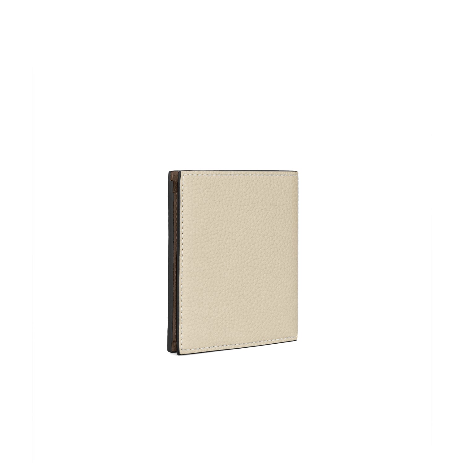 Bi-fold Wallet Shrink Leather (Ivory × Etoupe)