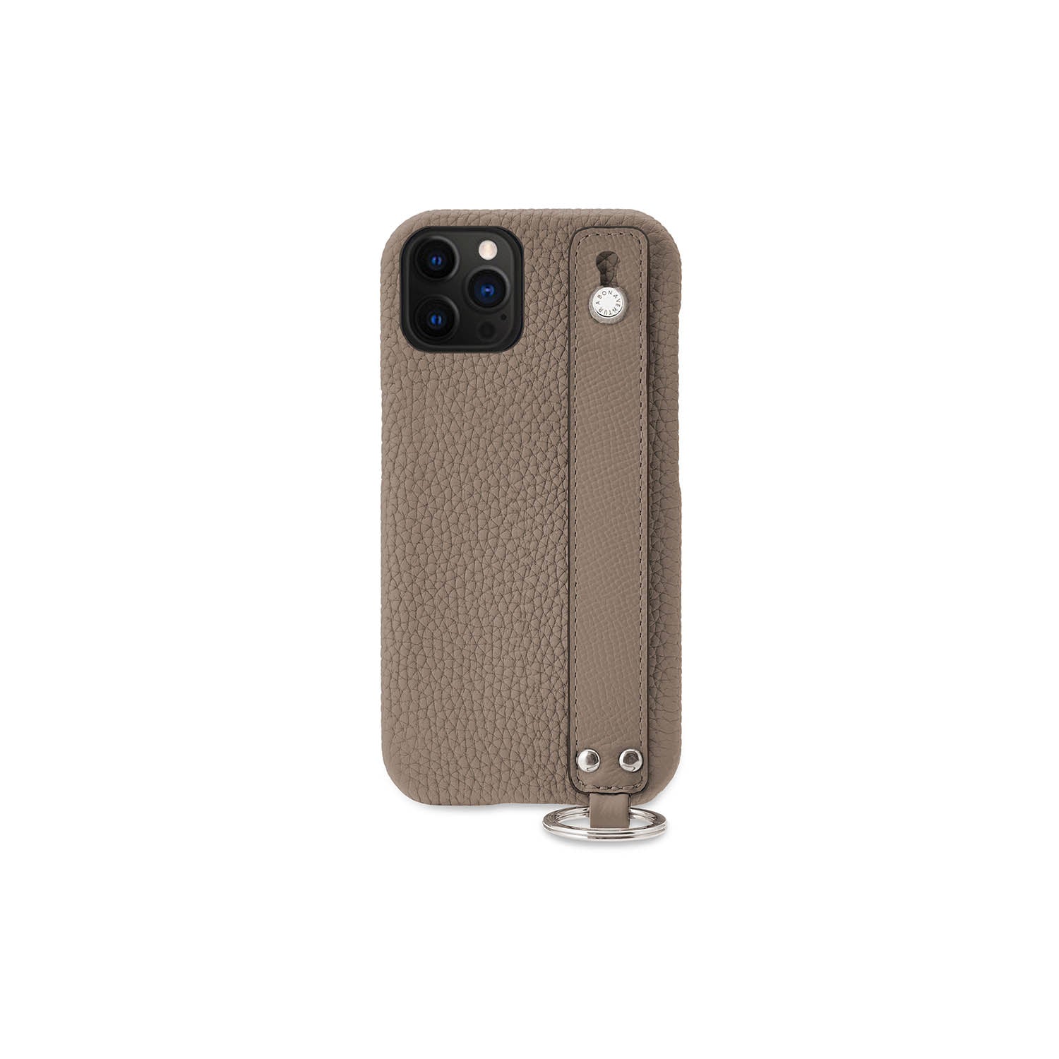 iPhone 12 / 12 Pro Back Cover Case with Handle Shrink Leather (Etoupe - Silver)