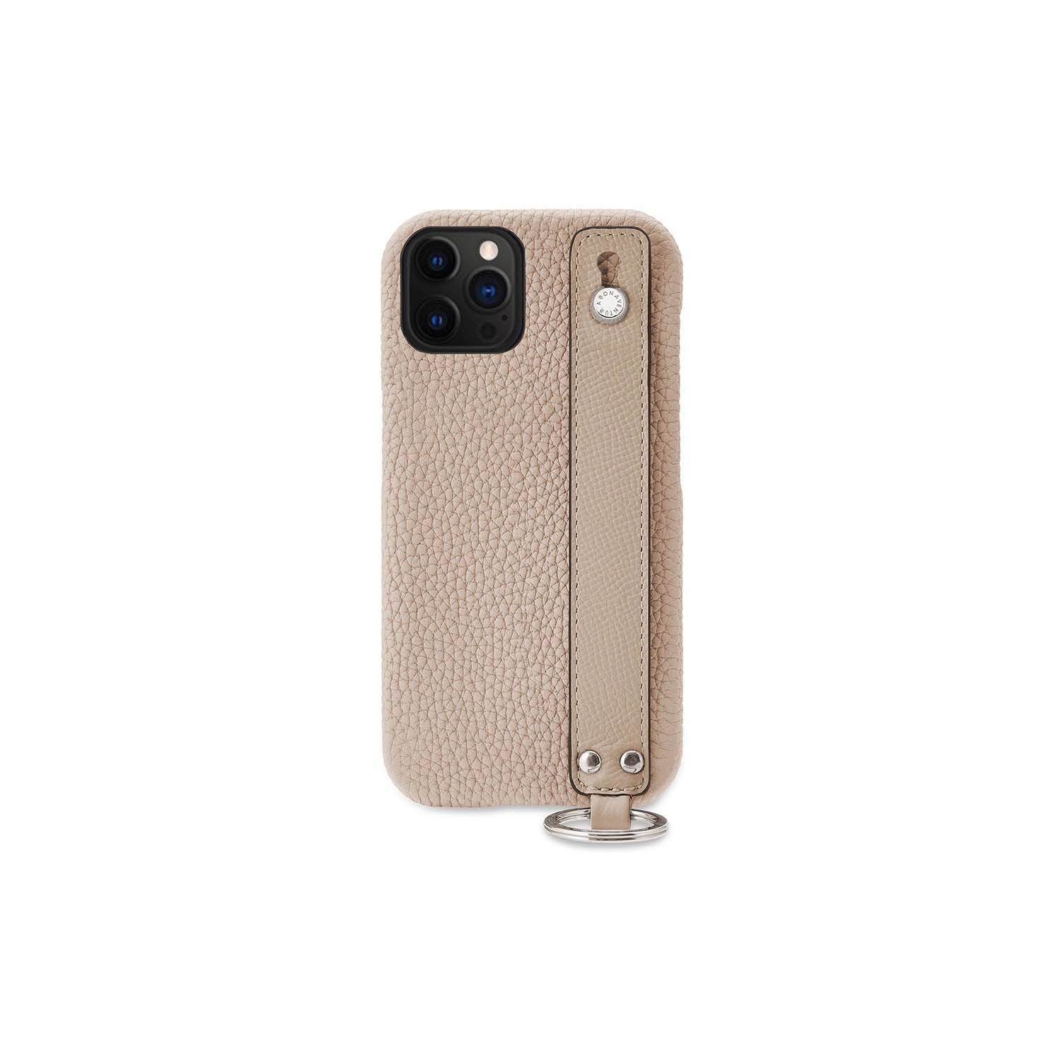 iPhone 12 / 12 Pro Back Cover Case with Handle Shrink Leather (Greige - Silver)