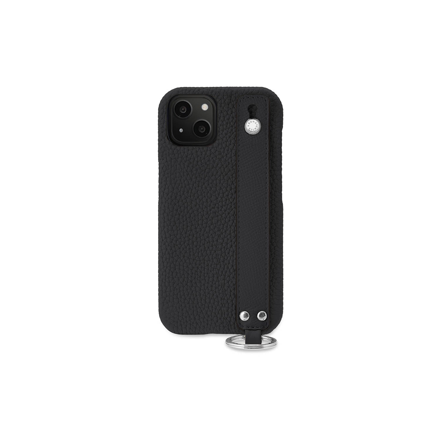 iPhone 13 Back Cover Case with Handle Shrink Leather (Black - Silver)