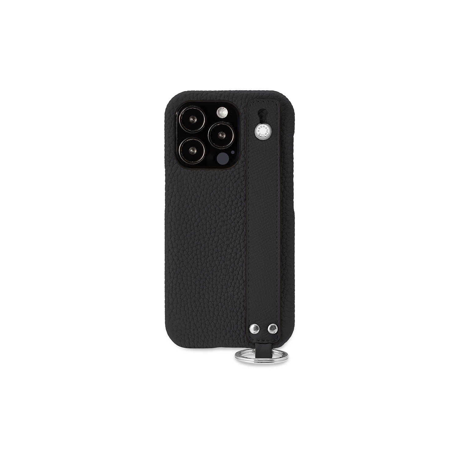 iPhone 13 Pro Back Cover Case with Handle Shrink Leather (Black - Silver)