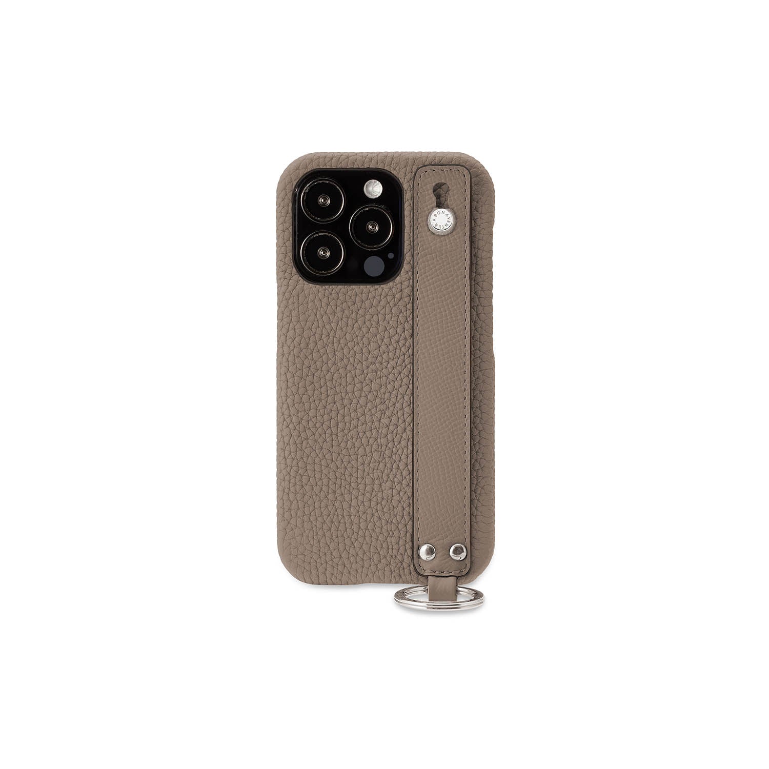 iPhone 13 Pro Back Cover Case with Handle Shrink Leather (Etoupe - Silver)