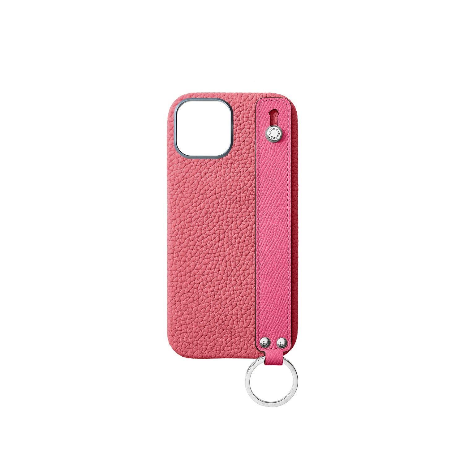 iPhone 16 Back Cover Case with Handle Shrink Leather (Azalee Pink × Fuchsia Pink - Silver)