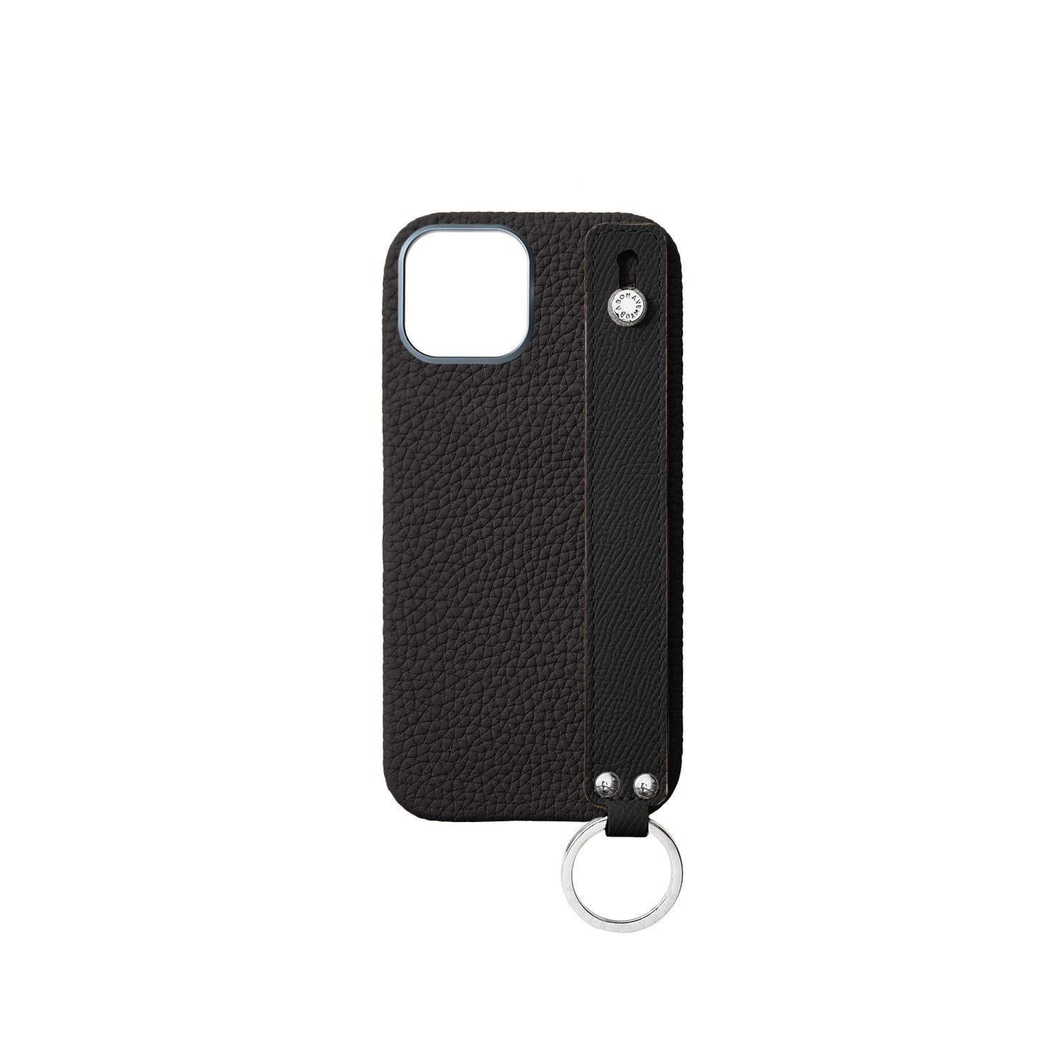 iPhone 16 Back Cover Case with Handle Shrink Leather (Black - Silver)