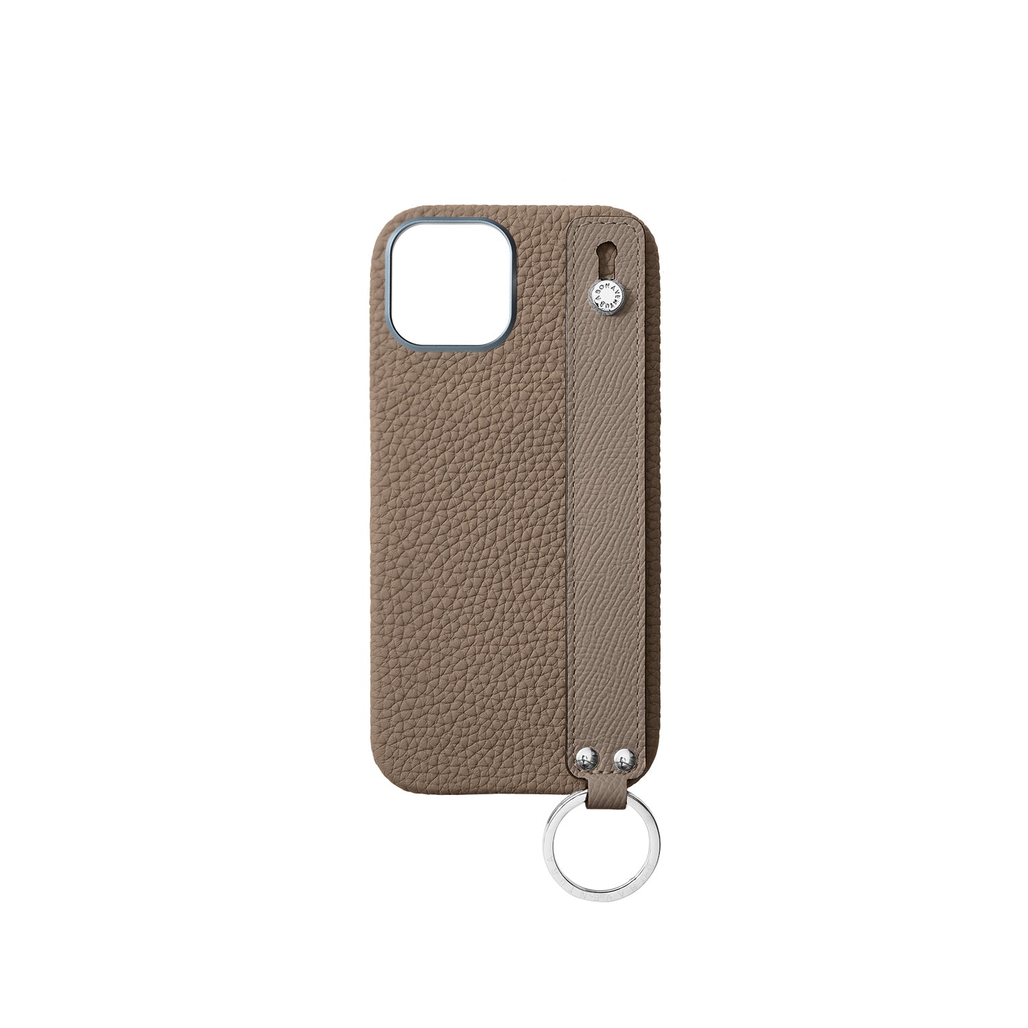 iPhone 16 Back Cover Case with Handle Shrink Leather (Etoupe - Silver)