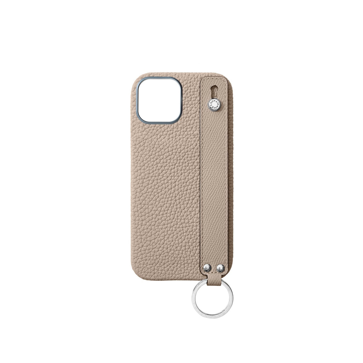 iPhone 16 Back Cover Case with Handle Shrink Leather (Greige - Silver)