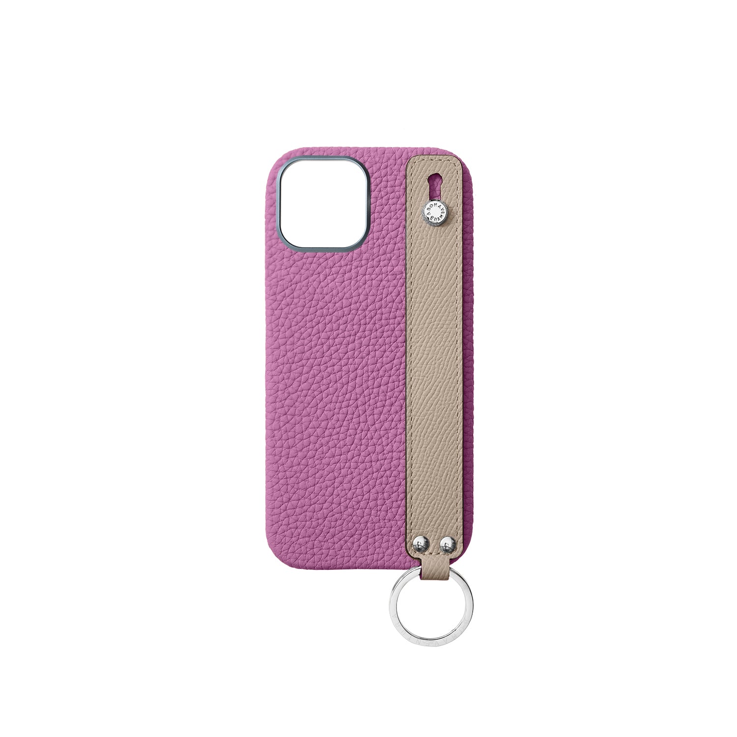 iPhone 16 Back Cover Case with Handle Shrink Leather (Pearl Purple × Greige - Silver)