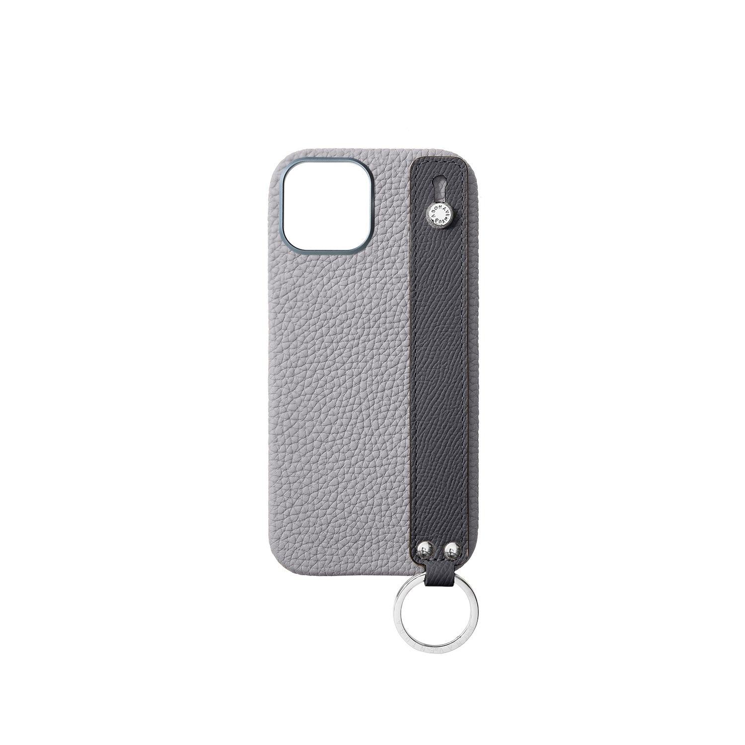 iPhone 16 Back Cover Case with Handle Shrink Leather (True Gray × Charcoal Gray - Silver)