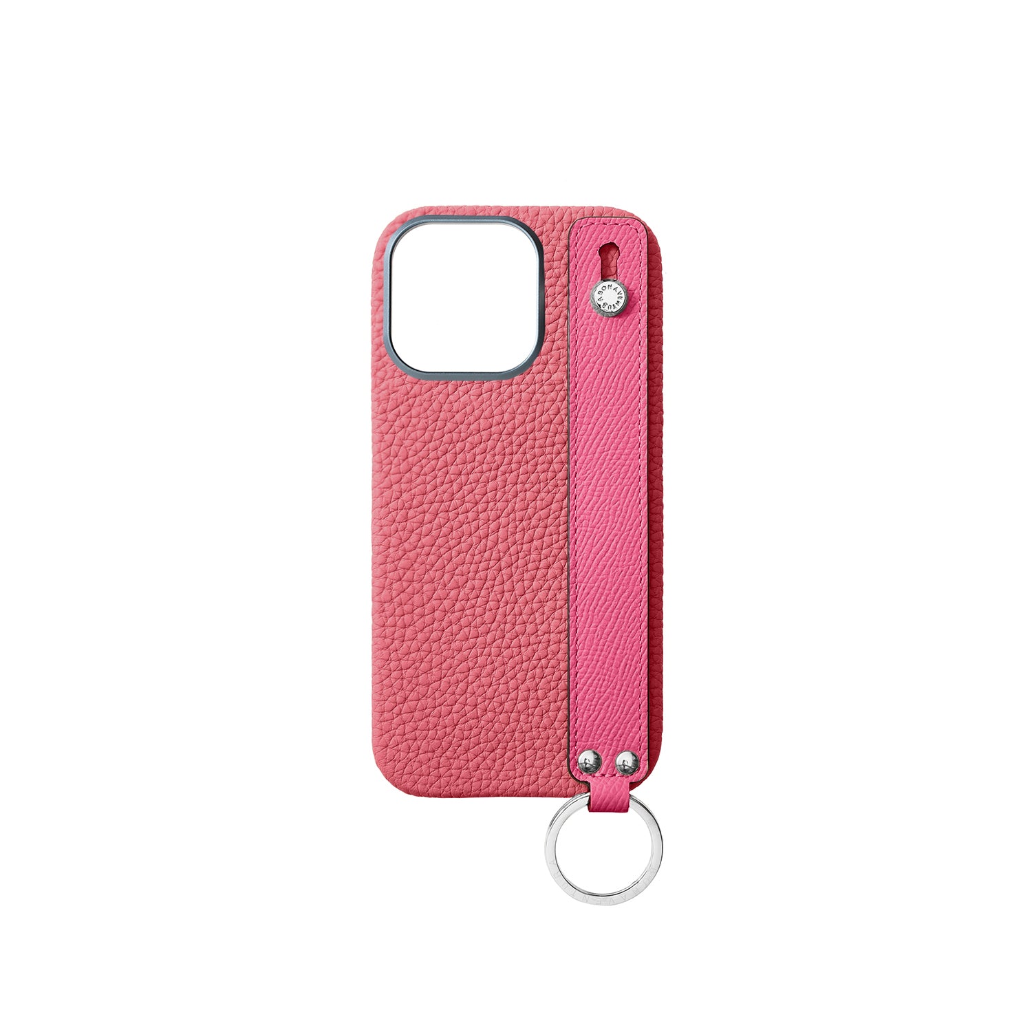 iPhone 16 Pro Back Cover Case with Handle Shrink Leather (Azalee Pink × Fuchsia Pink - Silver)