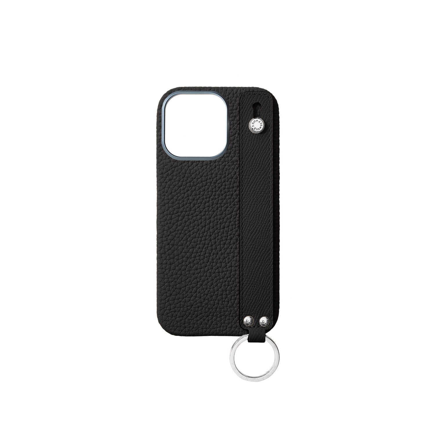iPhone 16 Pro Back Cover Case with Handle Shrink Leather (Black - Silver)