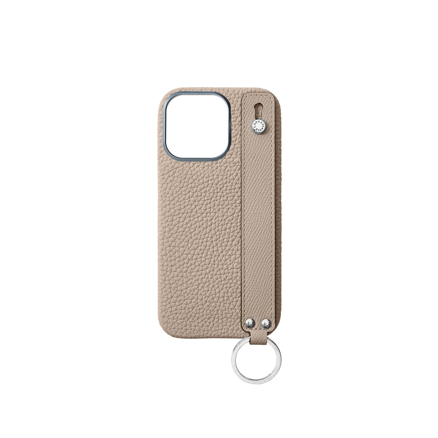 iPhone 16 Pro Back Cover Case with Handle Shrink Leather (Greige - Silver)