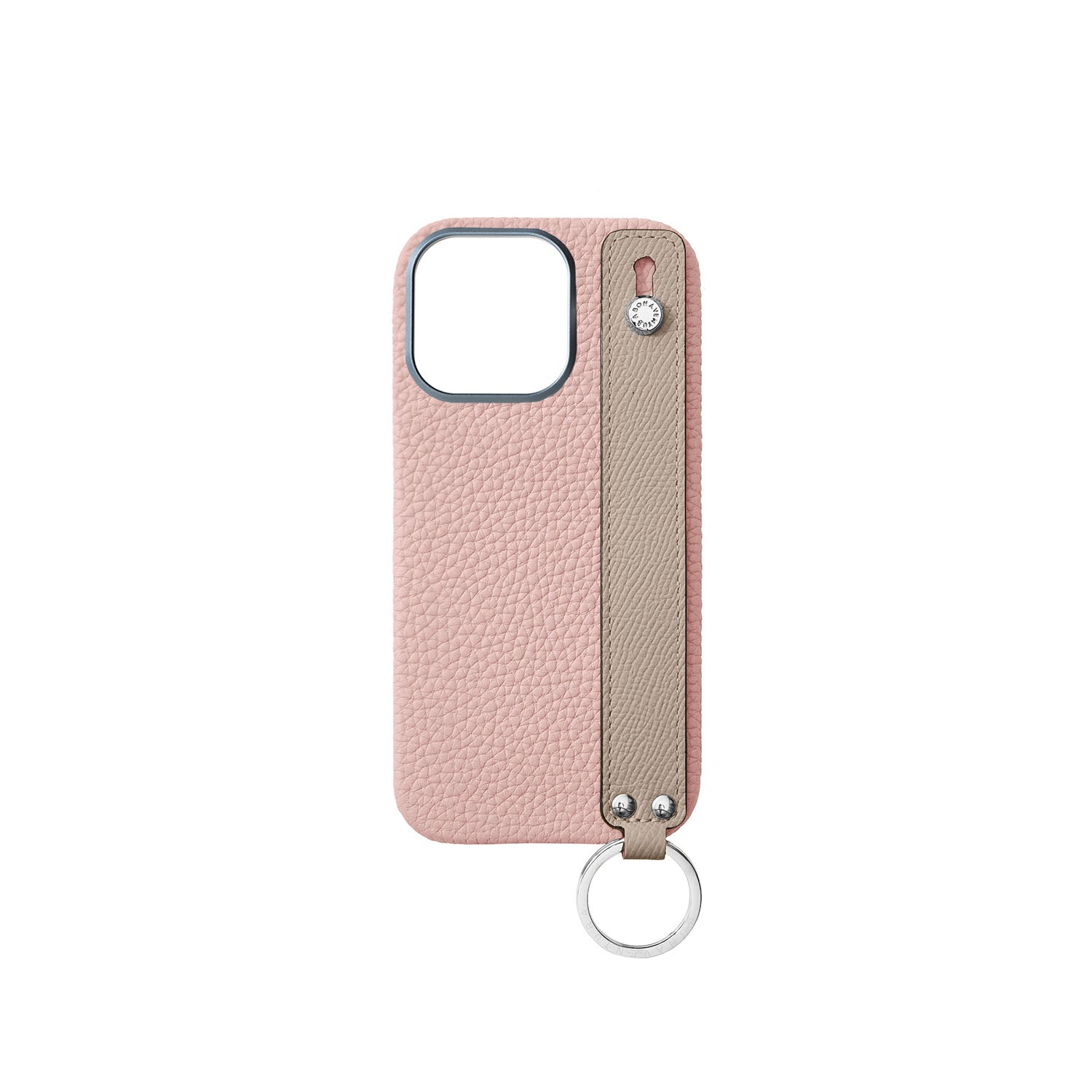 iPhone 16 Pro Back Cover Case with Handle Shrink Leather (Sakura Pink × Greige - Silver)