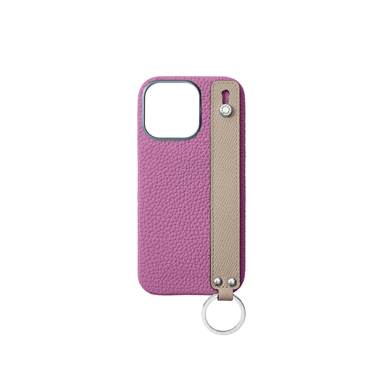 iPhone 16 Pro Back Cover Case with Handle Shrink Leather (Pearl Purple × Greige - Silver)