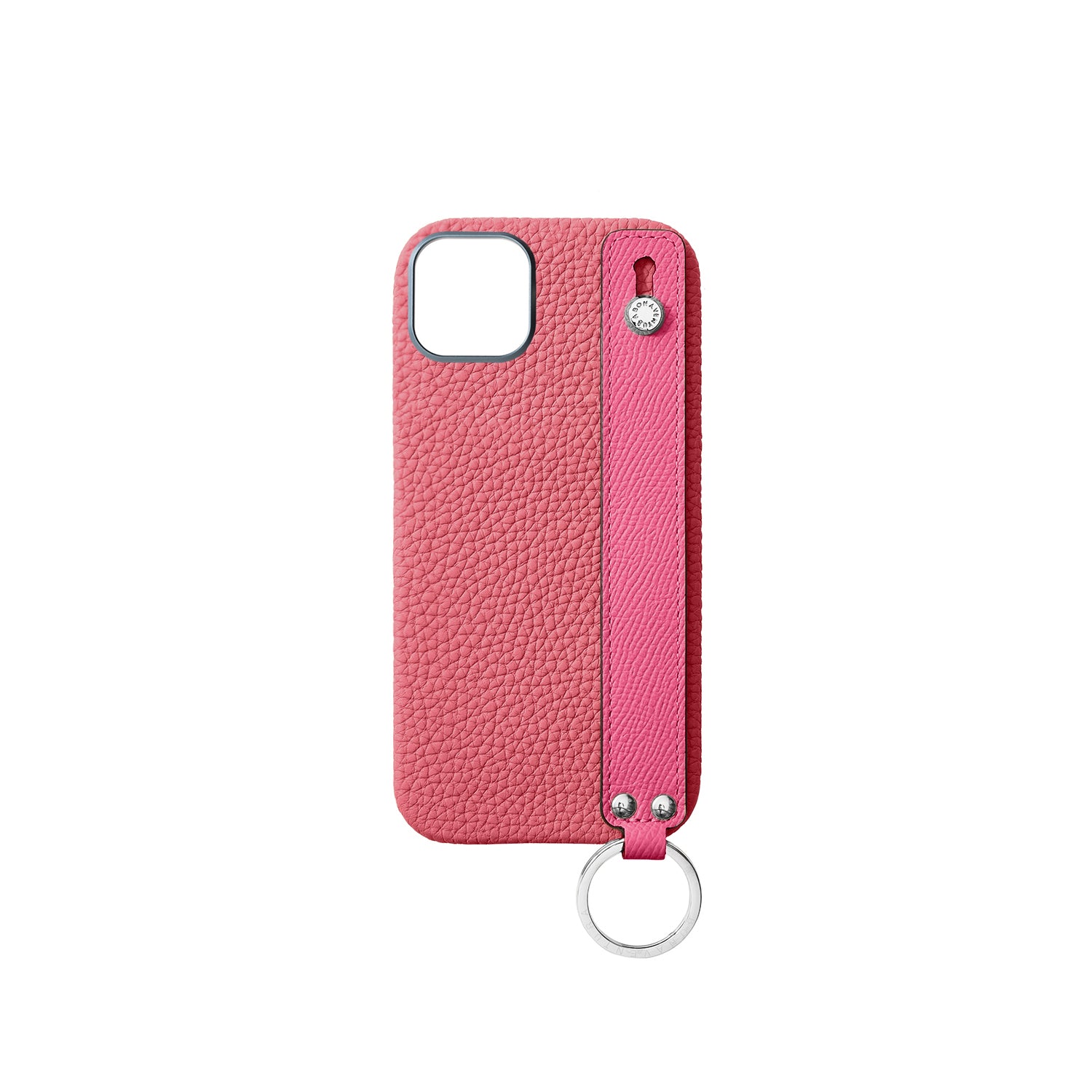 iPhone 16 Plus Back Cover Case with Handle Shrink Leather (Azalee Pink × Fuchsia Pink - Silver)