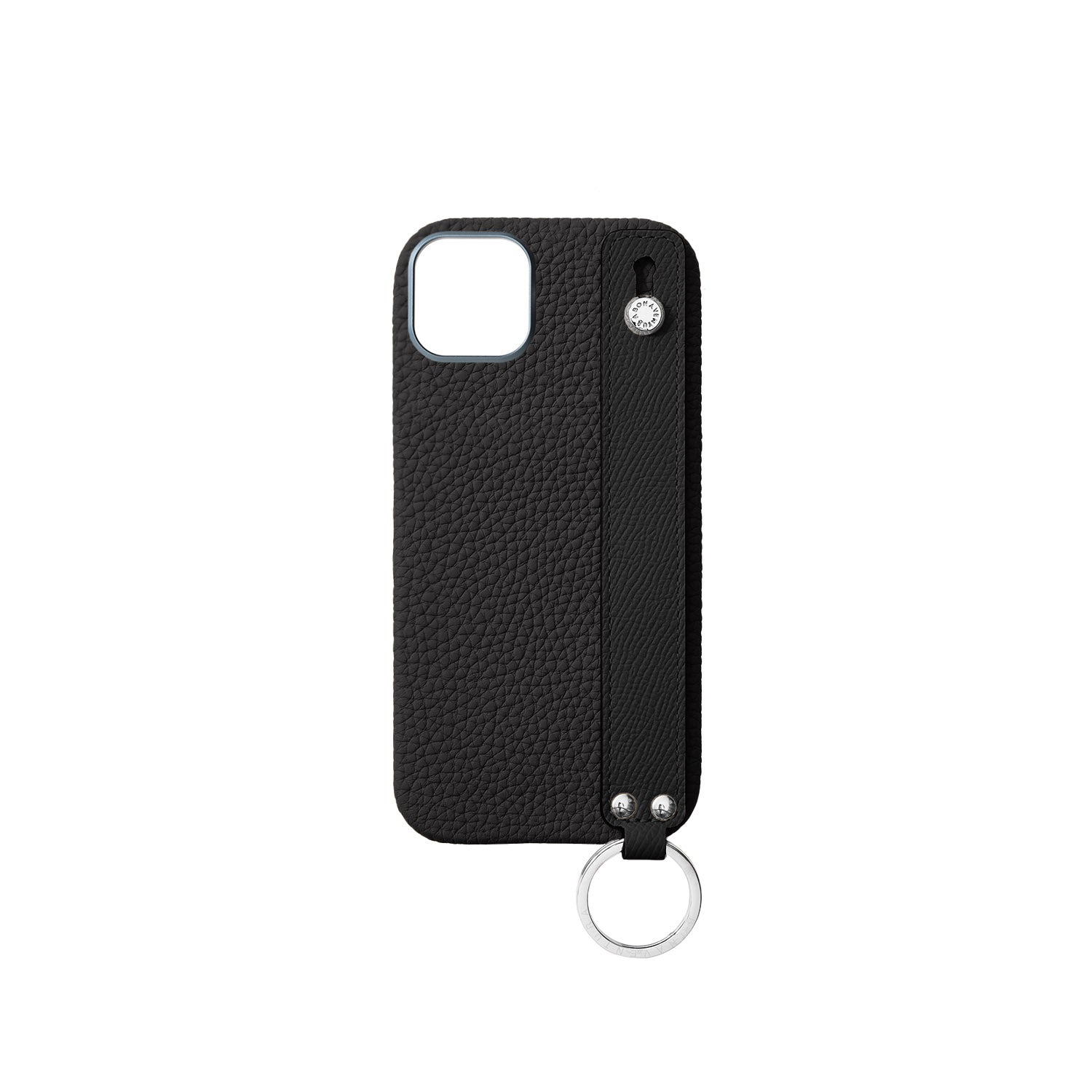 iPhone 16 Plus Back Cover Case with Handle Shrink Leather (Black - Silver)