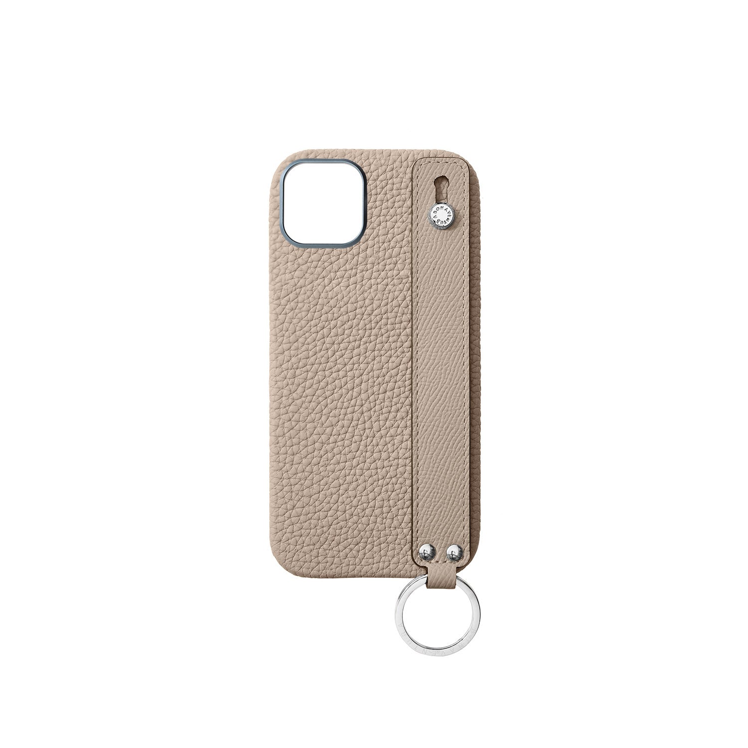 iPhone 16 Plus Back Cover Case with Handle Shrink Leather (Greige - Silver)