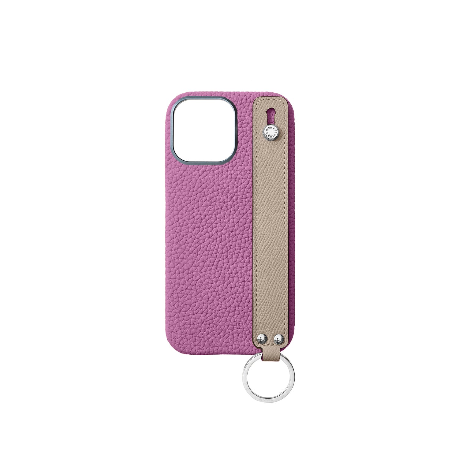 iPhone 16 Pro Max Back Cover Case with Handle Shrink Leather (Pearl Purple × Greige - Silver)