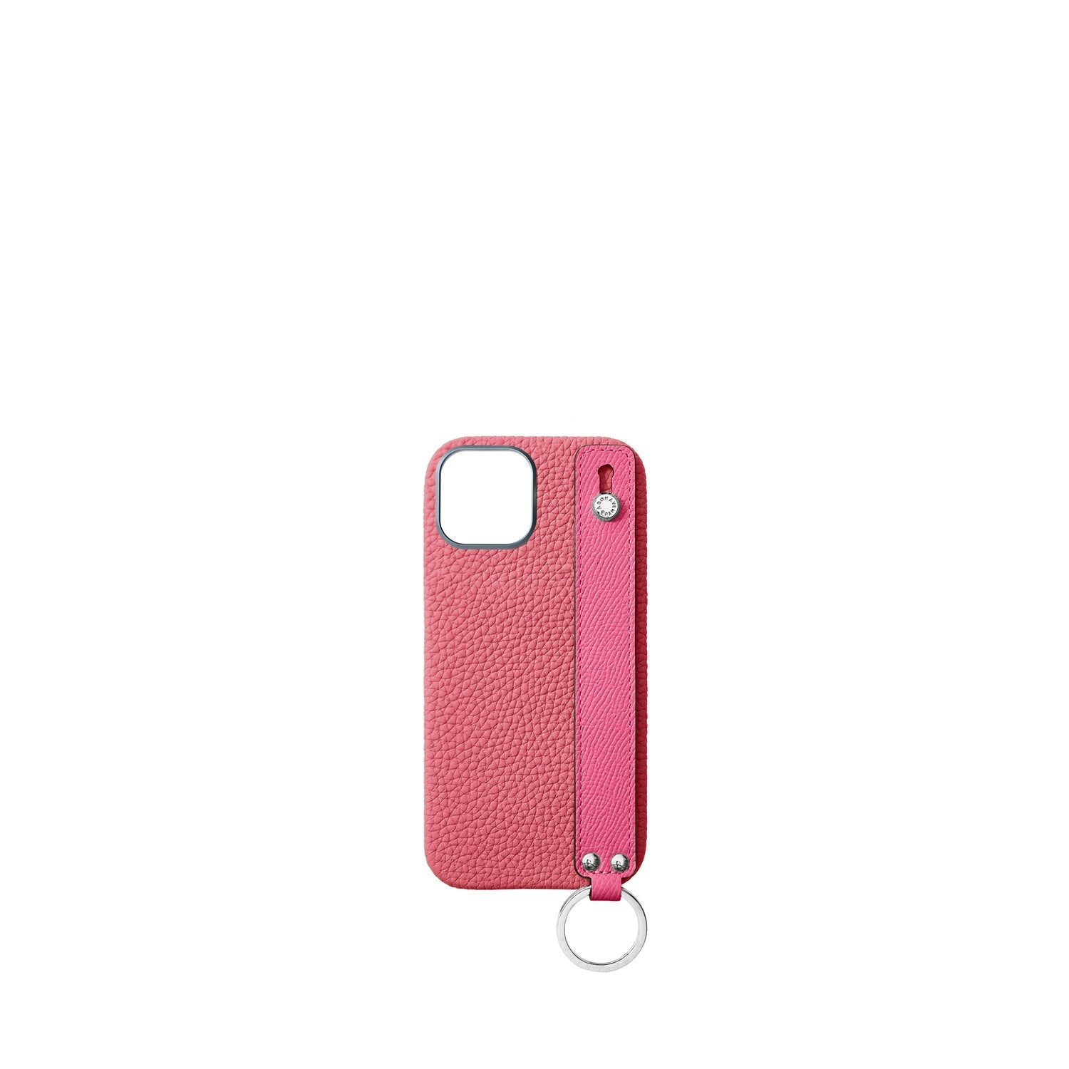 iPhone 17 Back Cover Case with Handle Shrink Leather (Azalee Pink × Fuchsia Pink - Silver)