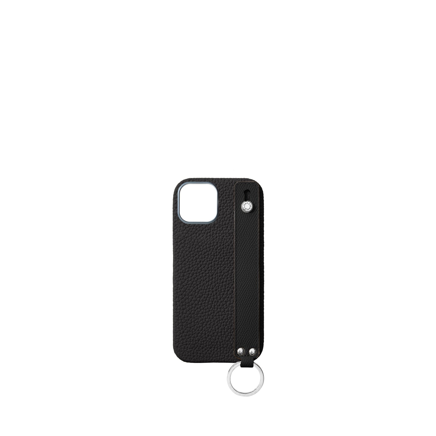 iPhone 17 Back Cover Case with Handle Shrink Leather (Black - Silver)