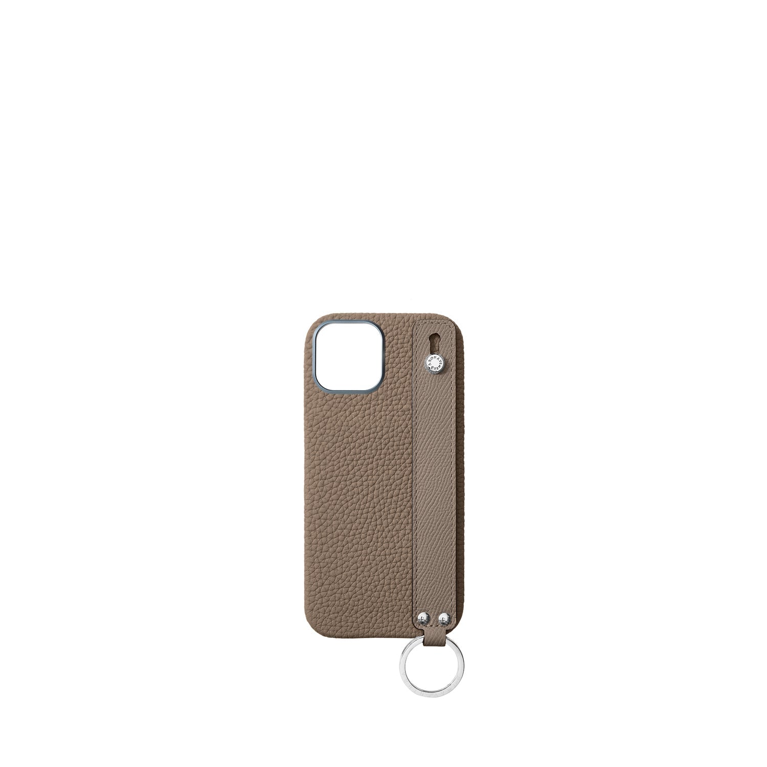 iPhone 17 Back Cover Case with Handle Shrink Leather (Etoupe - Silver)