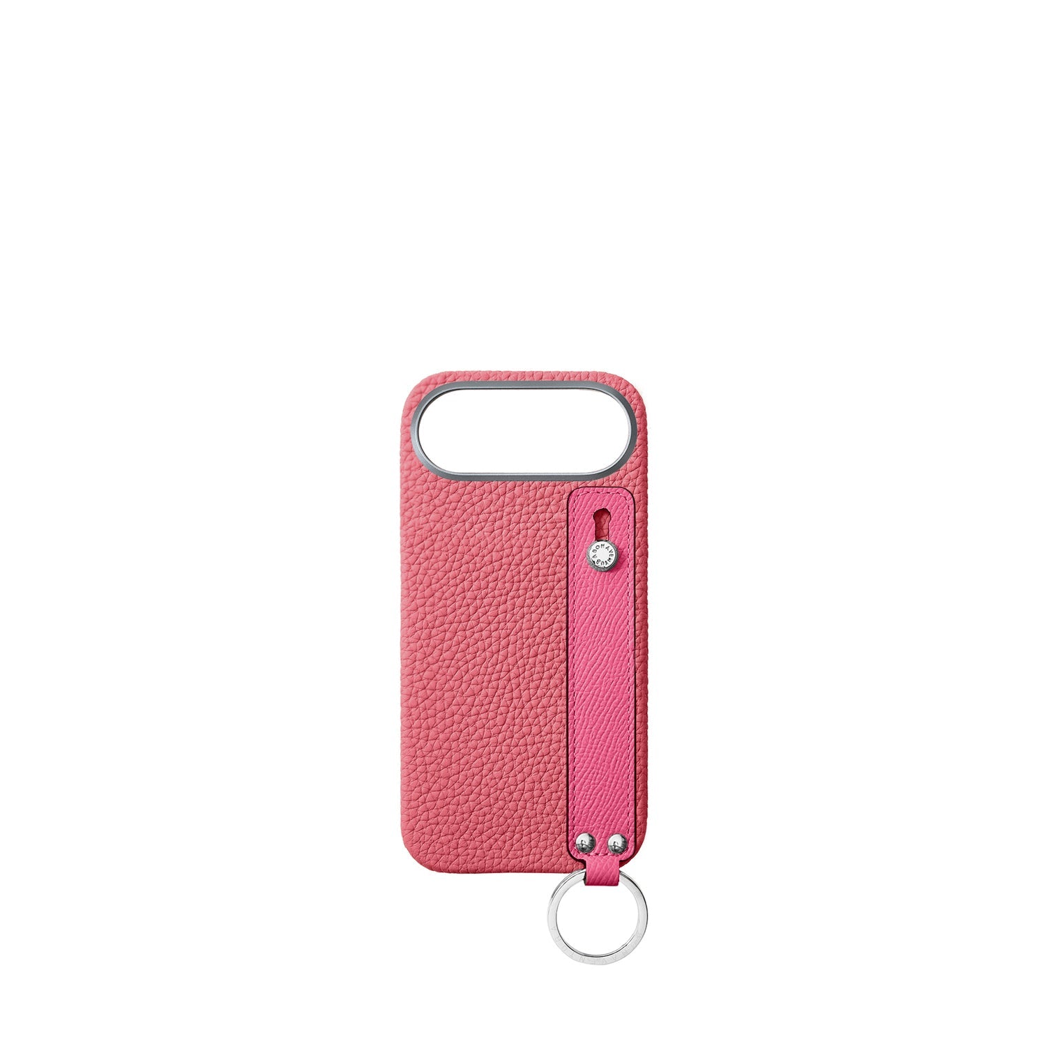 iPhone Air Back Cover Case with Handle Shrink Leather (Azalee Pink × Fuchsia Pink - Silver)