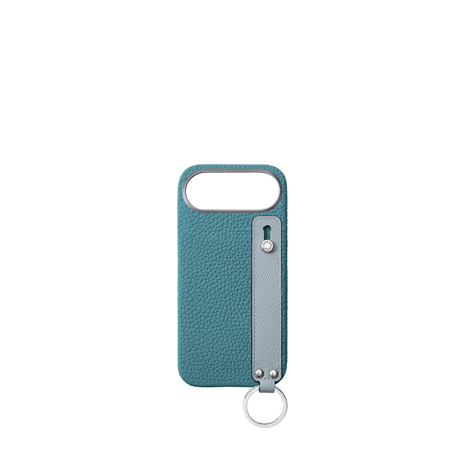 iPhone Air Back Cover Case with Handle Shrink Leather (Blue Cyan × Blue Lin - Silver)