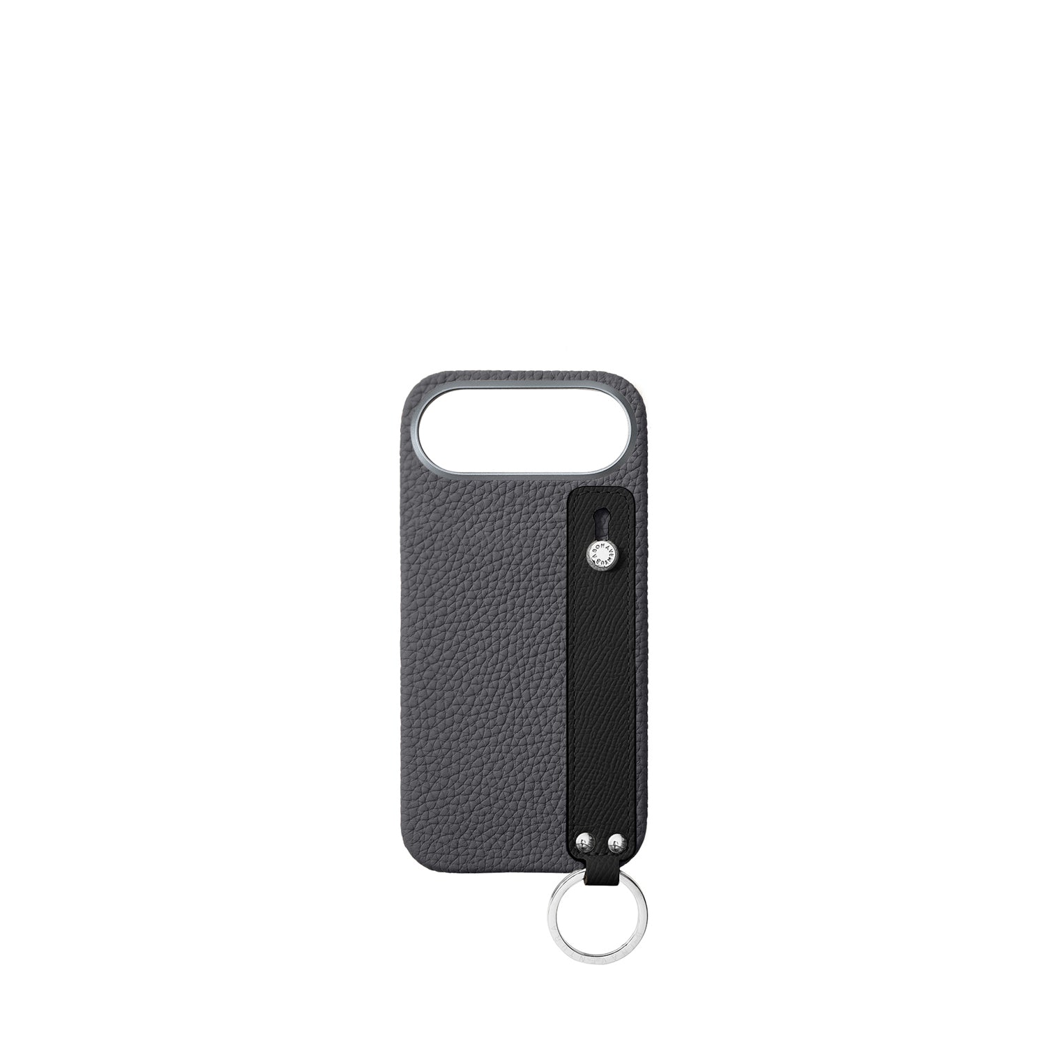 iPhone Air Back Cover Case with Handle Shrink Leather (Charcoal Gray × Black - Silver)
