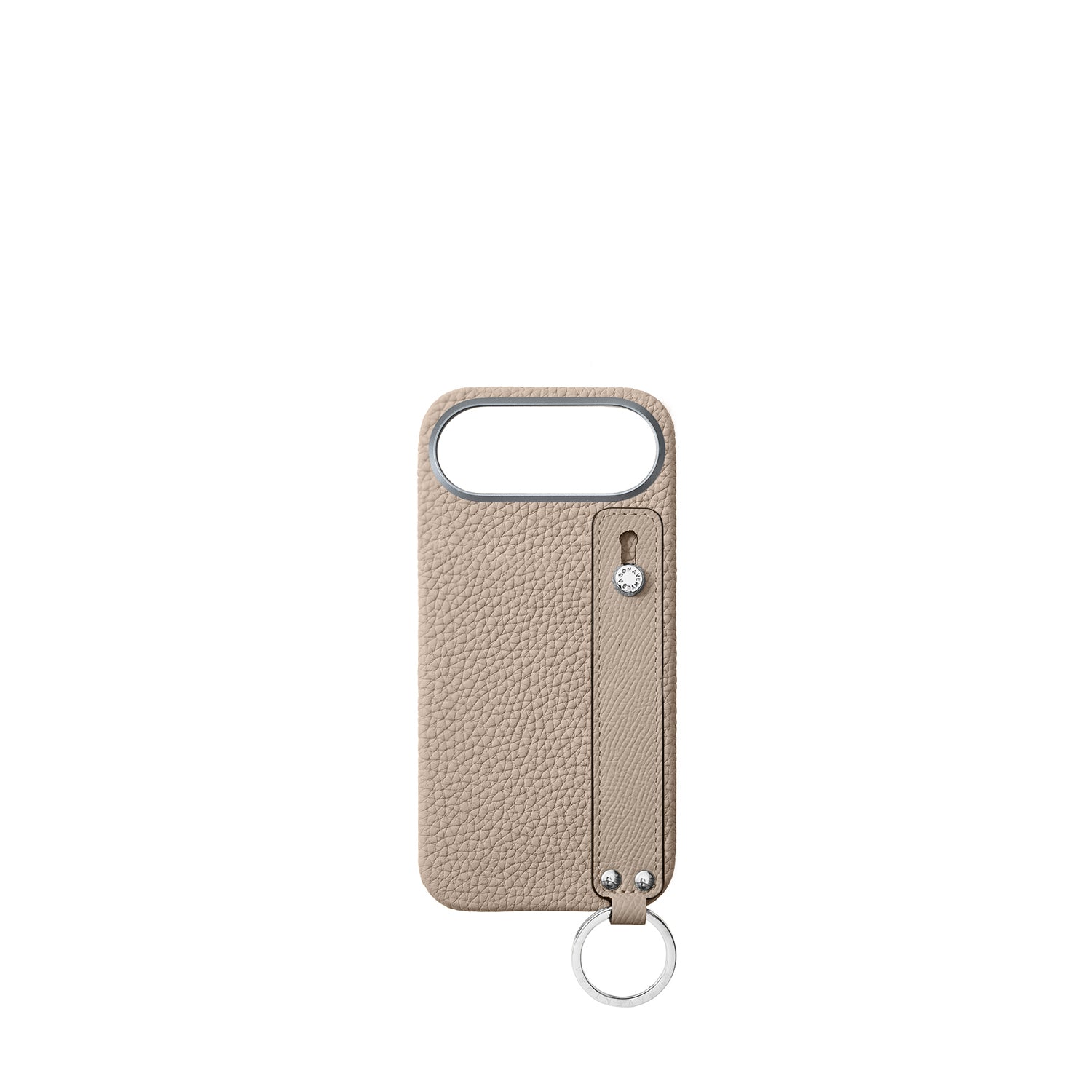 iPhone Air Back Cover Case with Handle Shrink Leather (Greige - Silver)