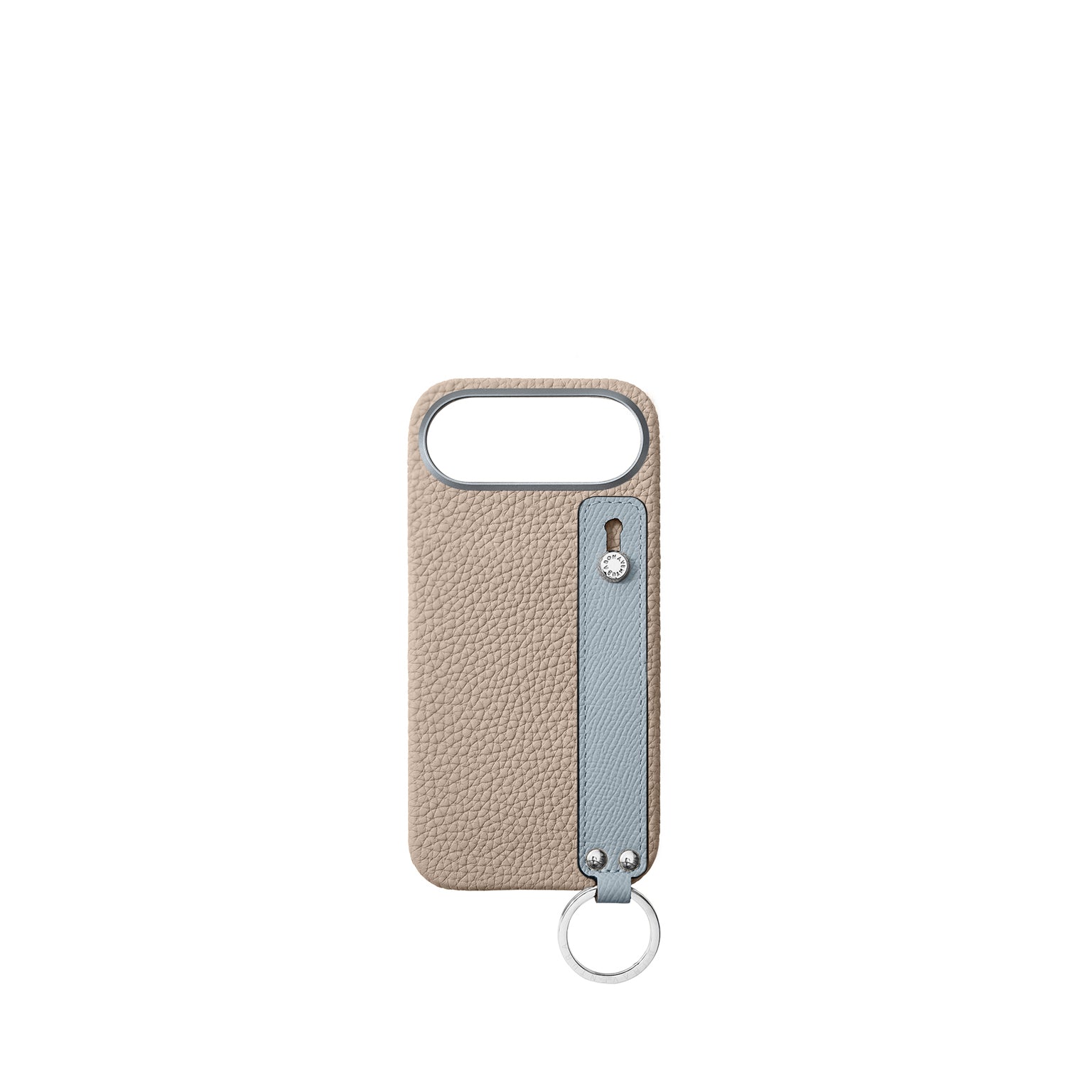 iPhone Air Back Cover Case with Handle Shrink Leather (Greige × Blue Lin - Silver)