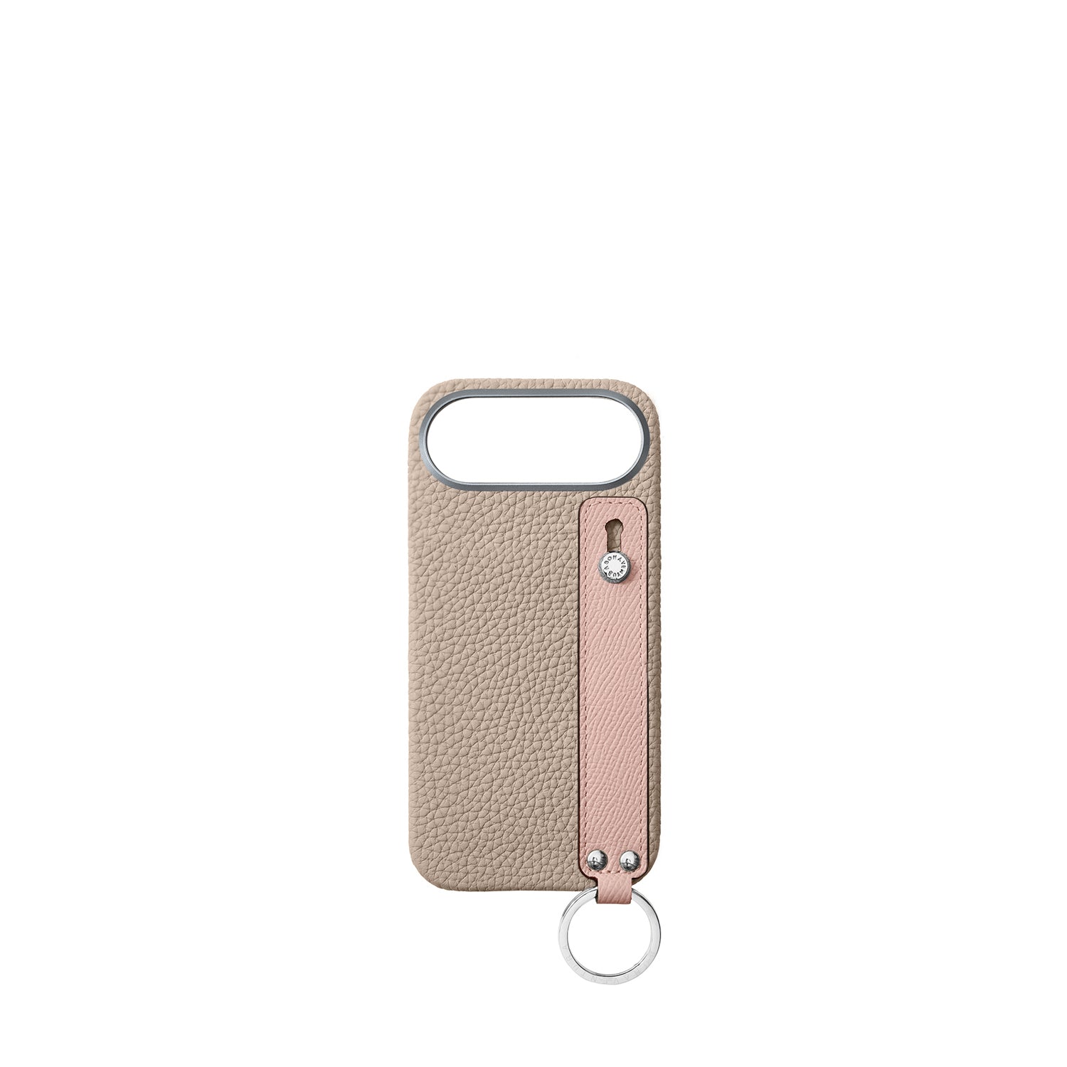 iPhone Air Back Cover Case with Handle Shrink Leather (Greige × Shell Pink - Silver)