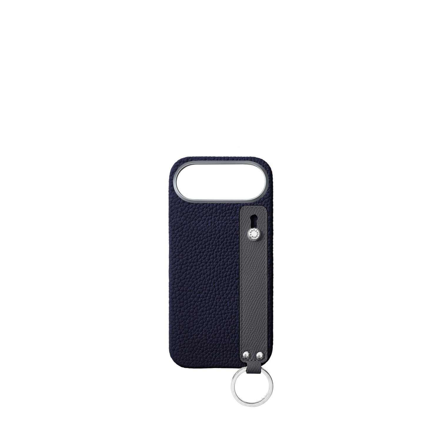 iPhone Air Back Cover Case with Handle Shrink Leather (Navy × Charcoal Gray - Silver)