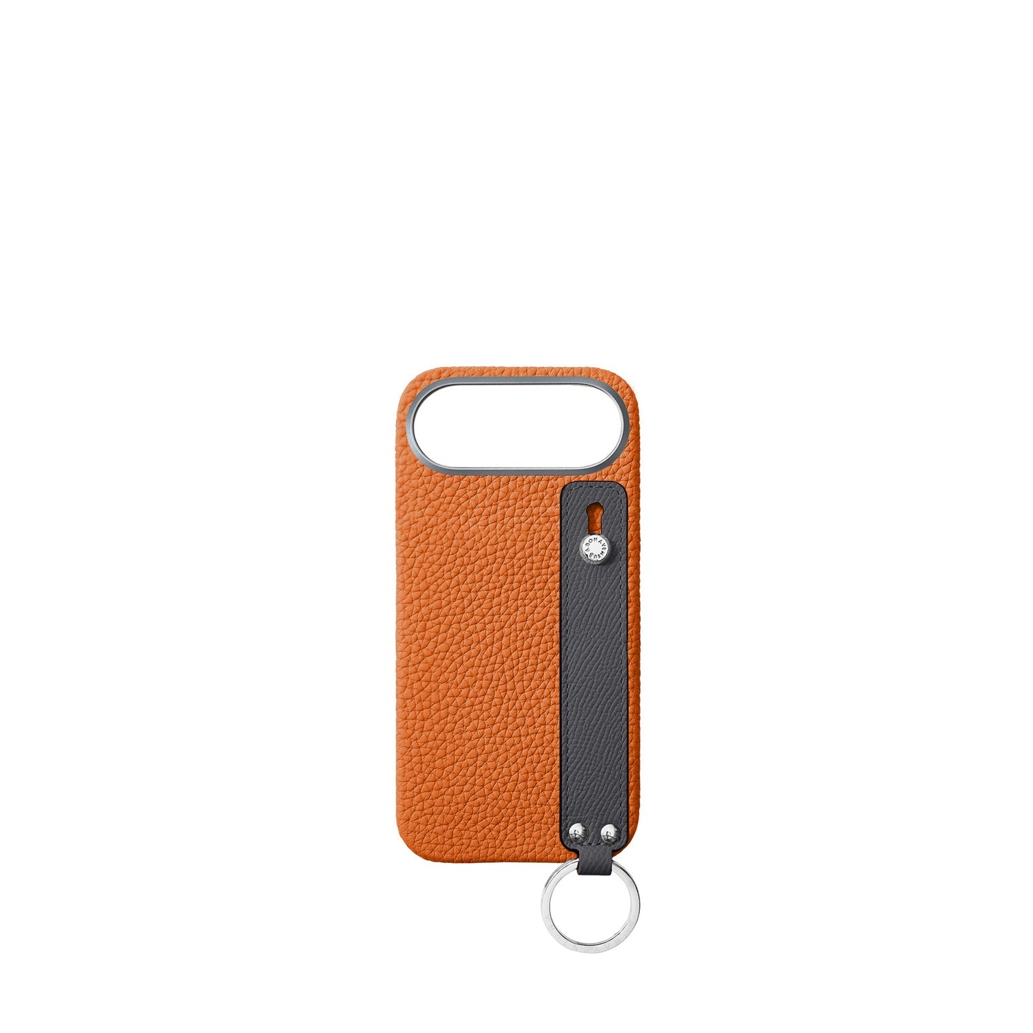 iPhone Air Back Cover Case with Handle Shrink Leather (Orange × Charcoal Gray - Silver)