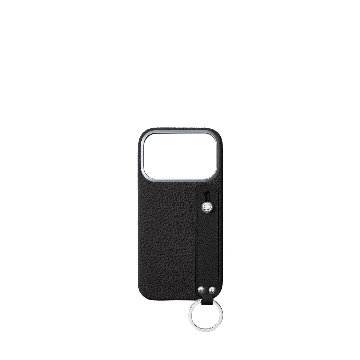 iPhone 17 Pro Back Cover Case with Handle Shrink Leather (Black - Silver)
