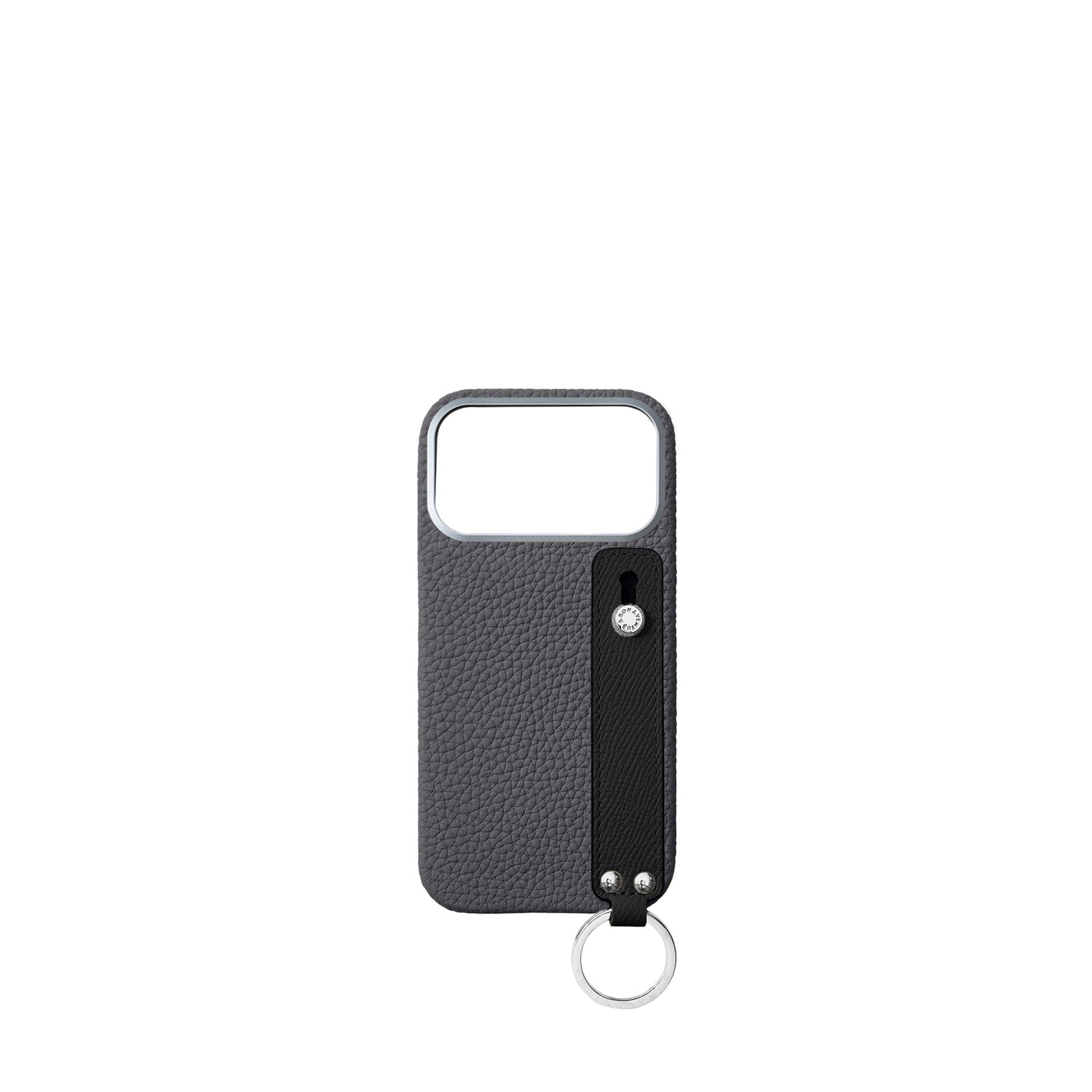 iPhone 17 Pro Max Back Cover Case with Handle Shrink Leather (Charcoal Gray × Black - Silver)
