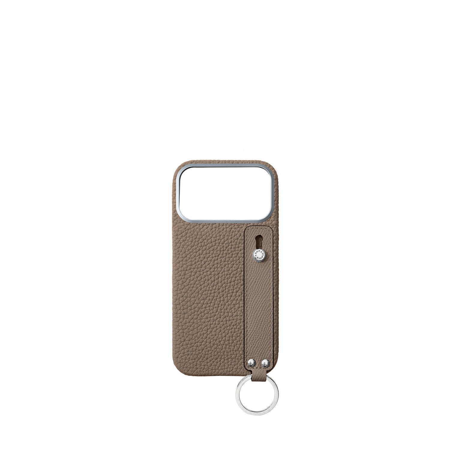iPhone 17 Pro Max Back Cover Case with Handle Shrink Leather (Etoupe - Silver)