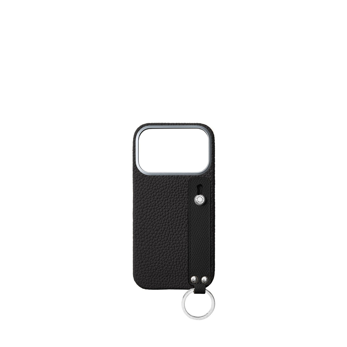 iPhone 18 Pro Back Cover Case with Handle Shrink Leather (Black - Silver)