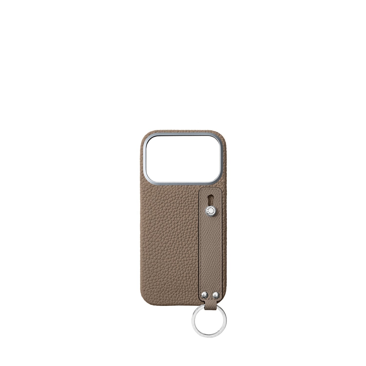 iPhone 18 Pro Back Cover Case with Handle Shrink Leather (Etoupe - Silver)