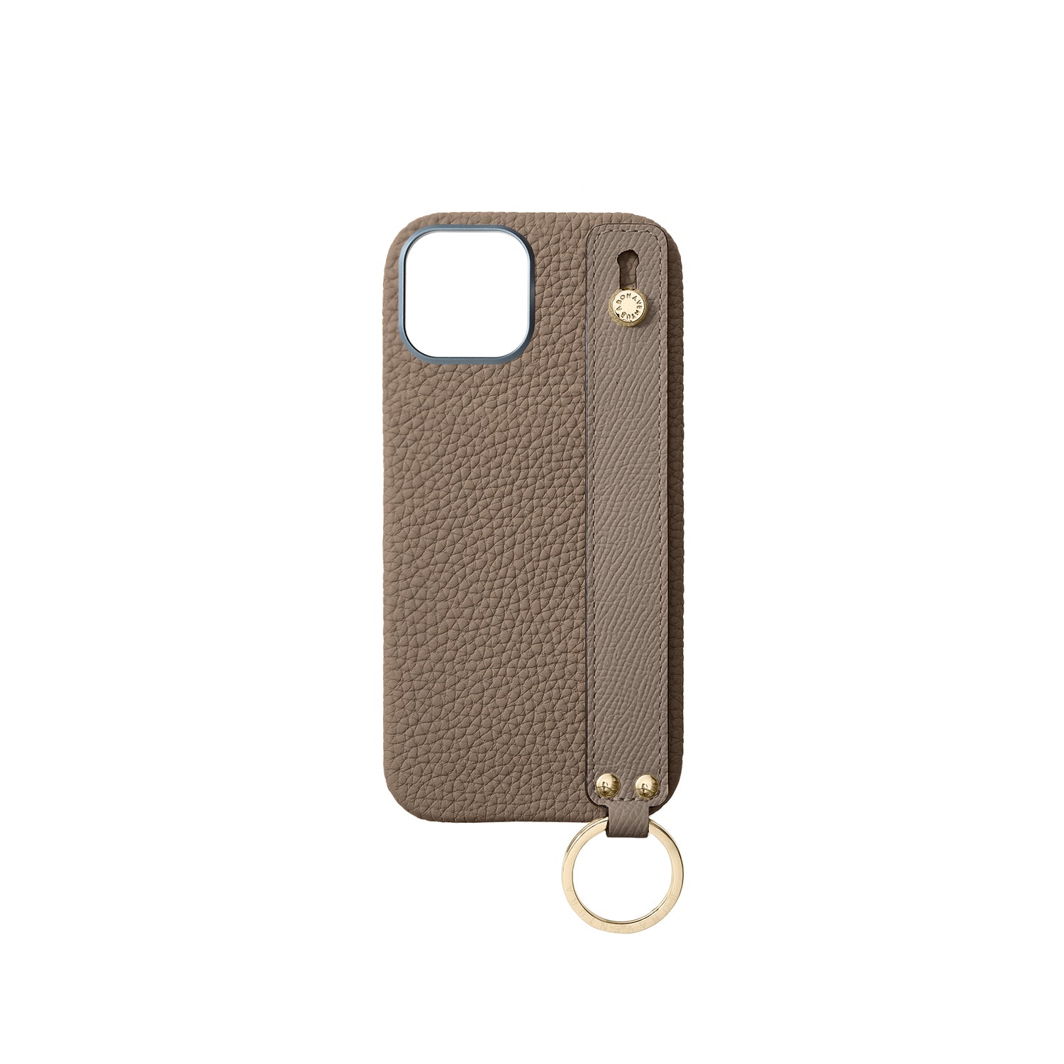 iPhone 16 Back Cover Case with Handle Shrink Leather (Etoupe - Gold)