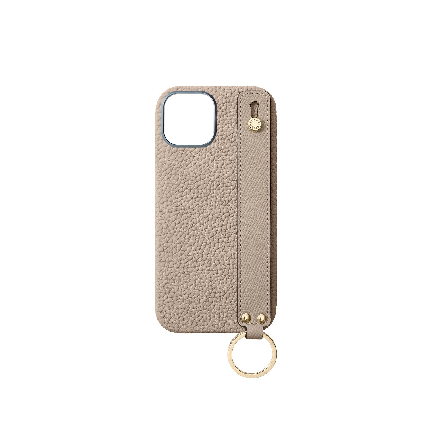 iPhone 16 Back Cover Case with Handle Shrink Leather (Greige - Gold)