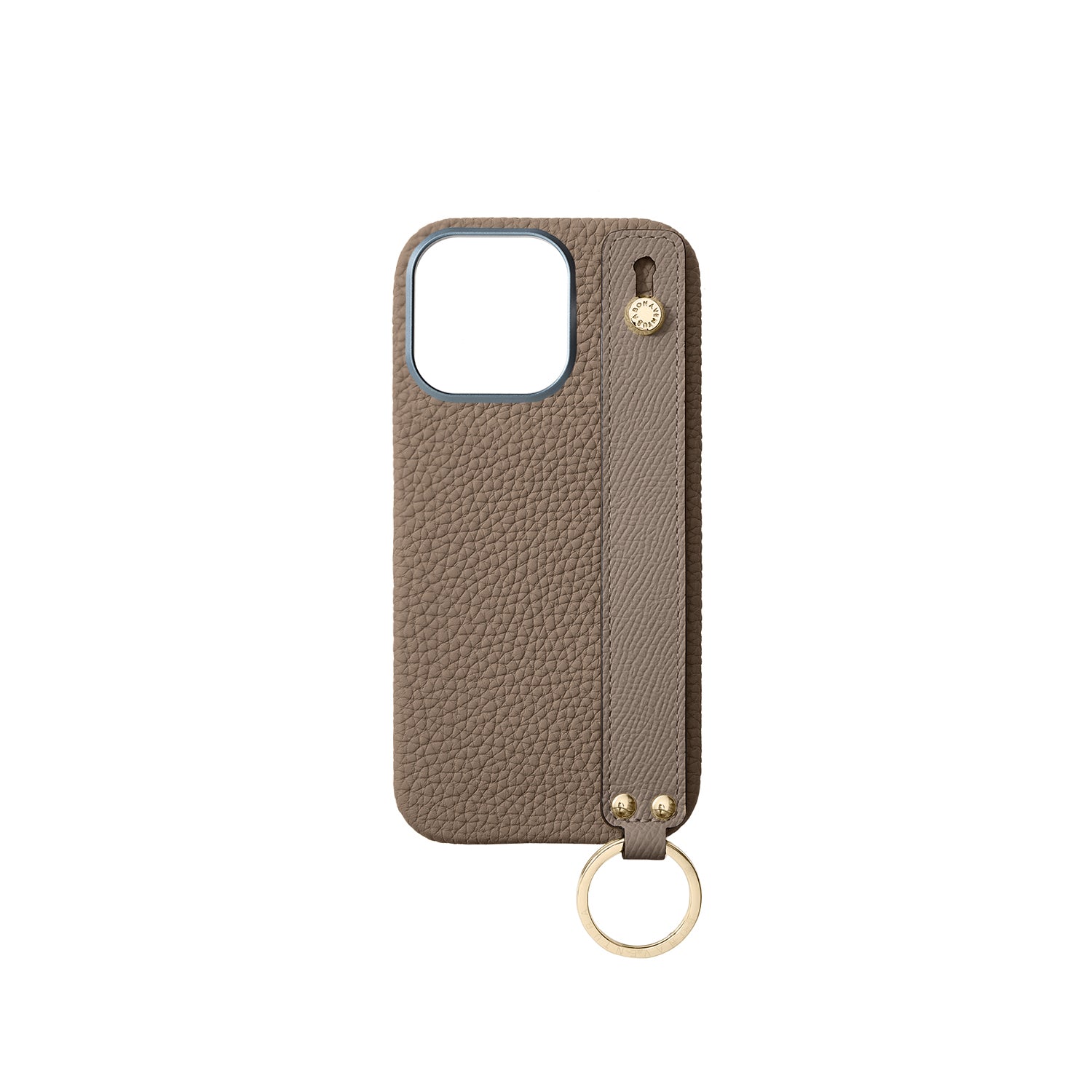 iPhone 16 Pro Back Cover Case with Handle Shrink Leather (Etoupe - Gold)