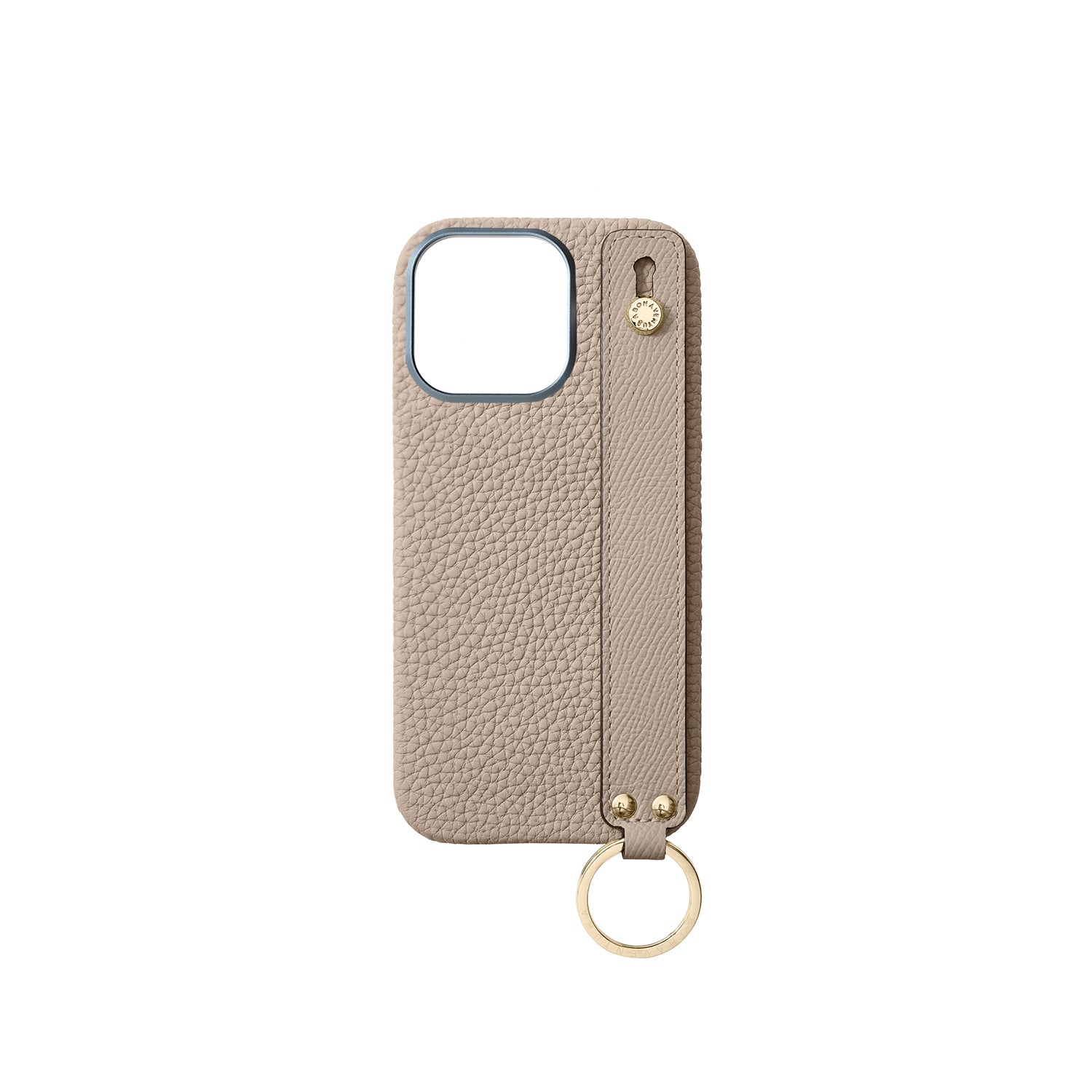 iPhone 16 Pro Back Cover Case with Handle Shrink Leather (Greige - Gold)