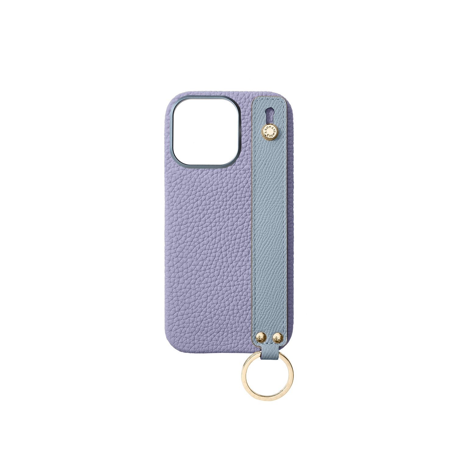 iPhone 16 Pro Back Cover Case with Handle Shrink Leather (Wisteria Purple × Blue Lin (Etoupe edge paint) - Gold)