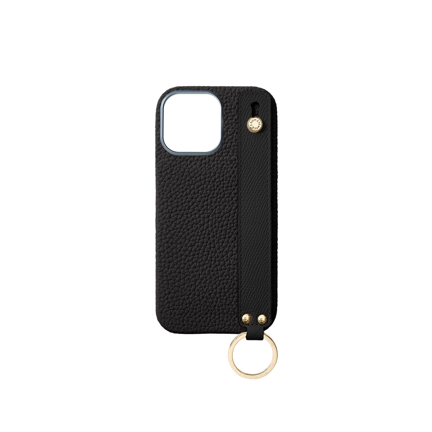 iPhone 16 Pro Max Back Cover Case with Handle Shrink Leather (Black - Gold)
