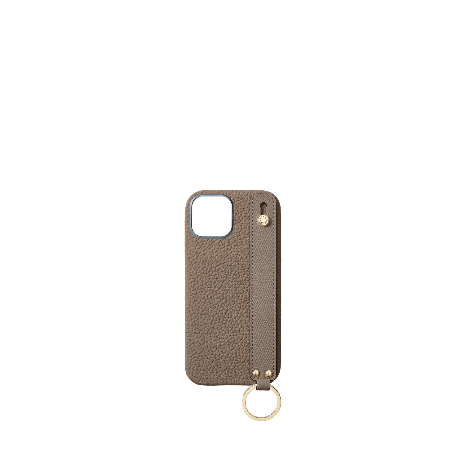 iPhone 17 Back Cover Case with Handle Shrink Leather (Etoupe - Gold)