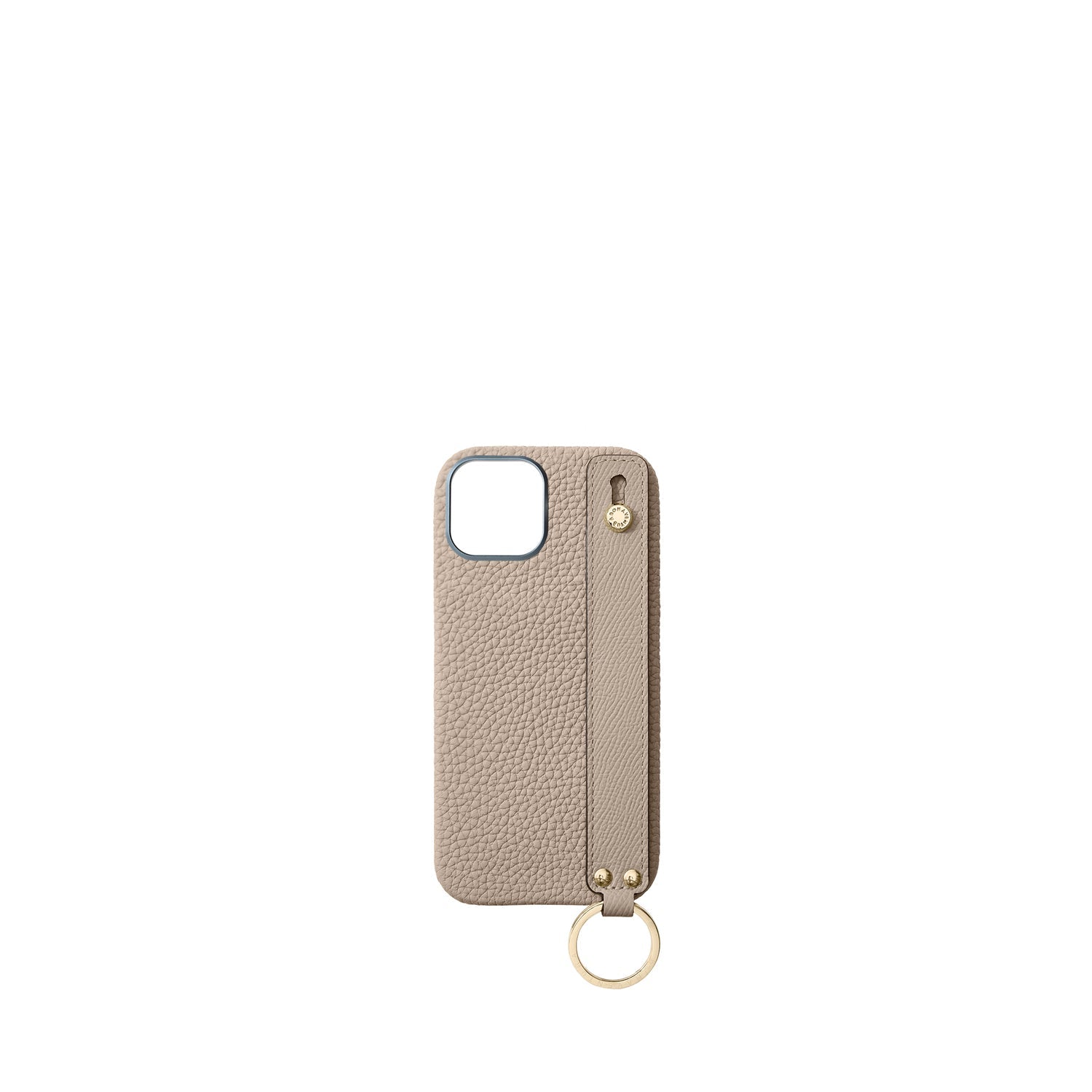 iPhone 17 Back Cover Case with Handle Shrink Leather (Greige - Gold)